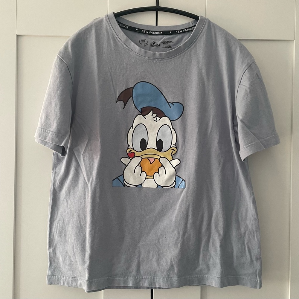 Women Donald Duck Crew Neck Short Sleeve T-shirt Size XS